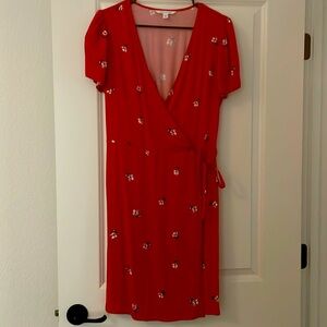 Red summer dress with flowers 🌺